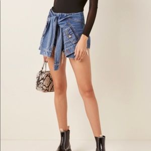 alexander wang denim tied front short